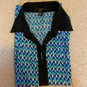 Blue/black/aqua top